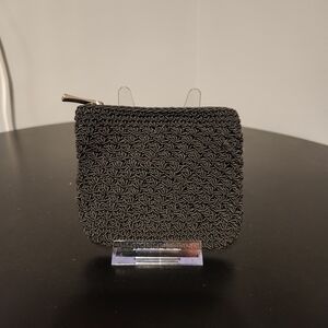 Elegant Black Woven Women's Zip Pouch